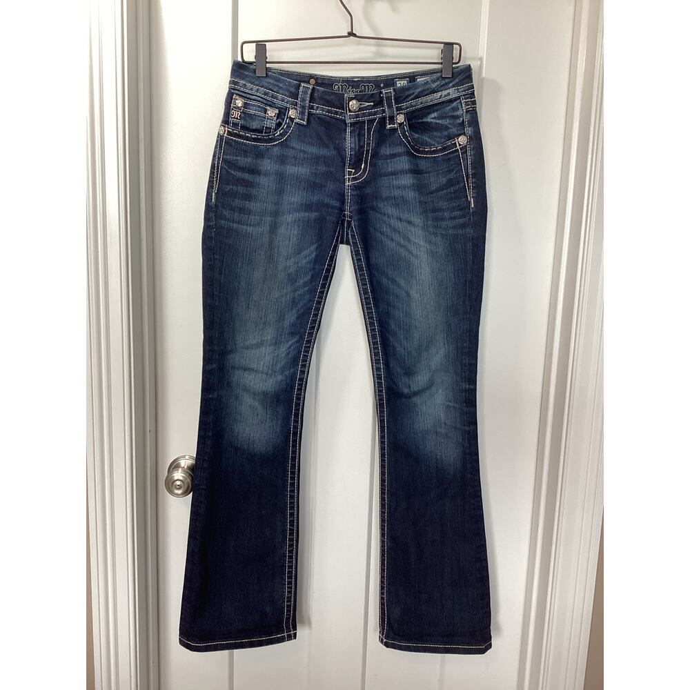 Miss Me Women's Blue Signature Rise Boot Cut‎ Jeans Size 28
